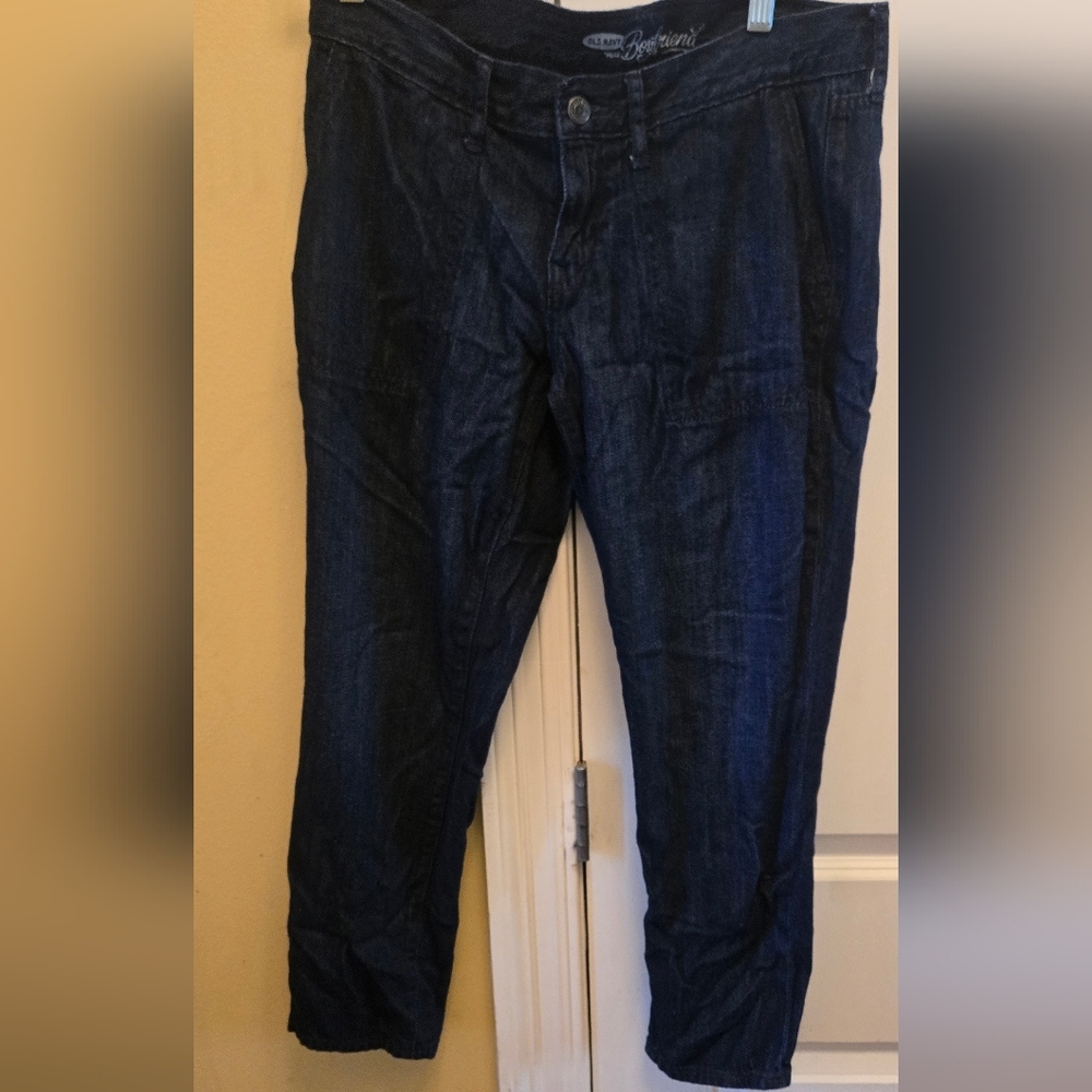 Old Navy Blue Womens Boyfriend Capri Jeans In Dark Denim